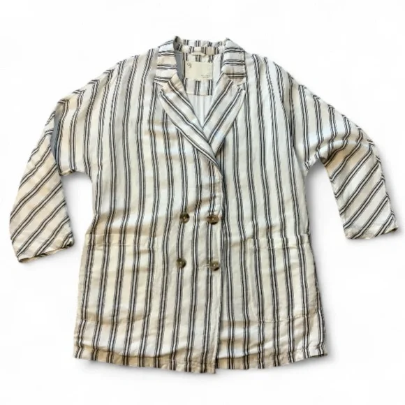 Anthropologie Pilcro Striped Oversized Dolman Linen Blend Blazer Size Medium - Picture 6 of 9